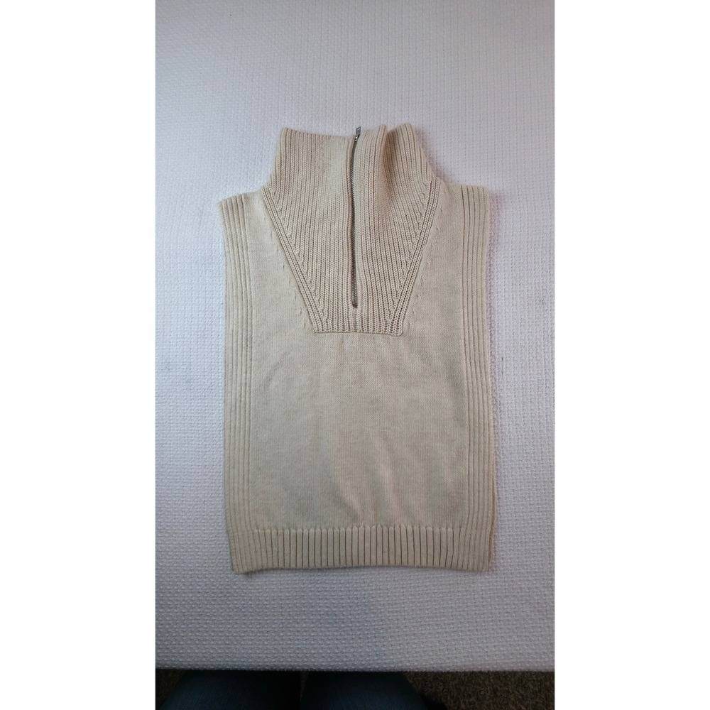 H&M Wool Blend Sweater Vest Womens OS Cream Quarter Zip Ribbed Excellent